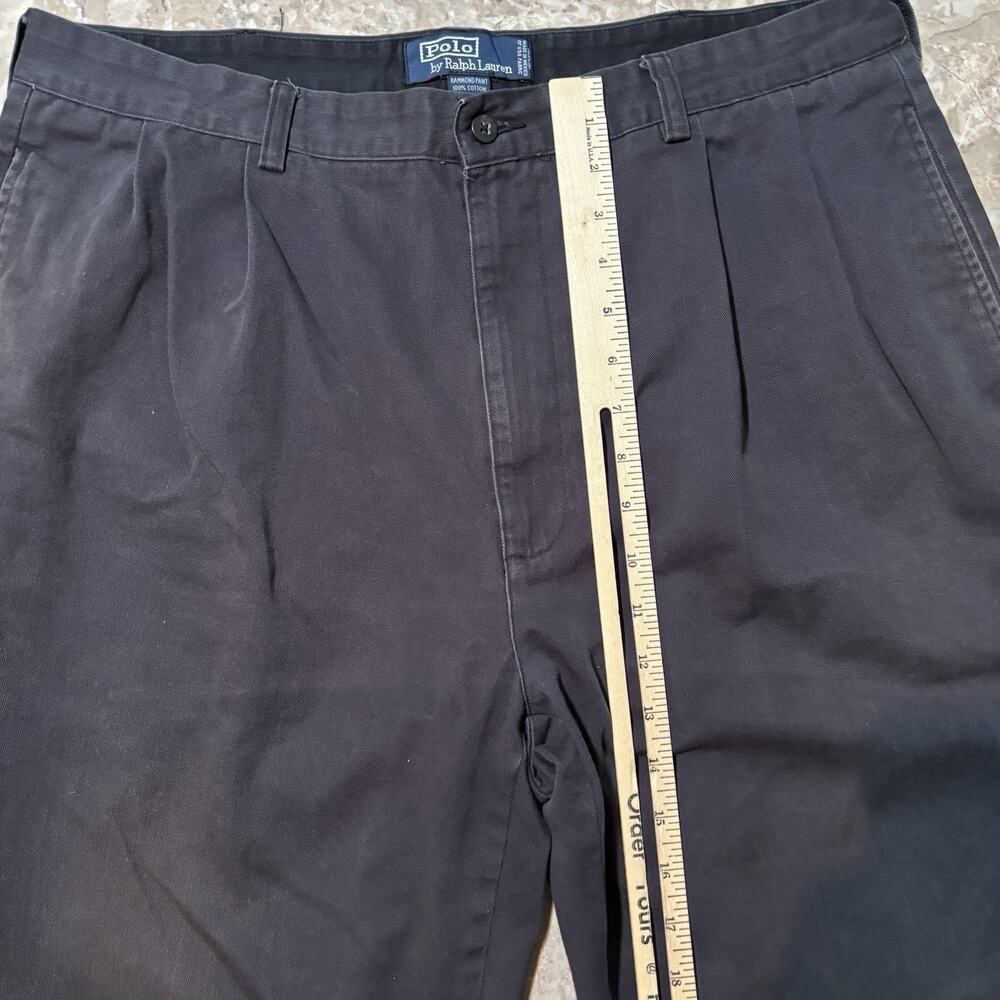 Polo Ralph Pants Mens 38x34 (fits 38x32) Black Hammond Pleated Cuffed Trouser - Picture 10 of 16